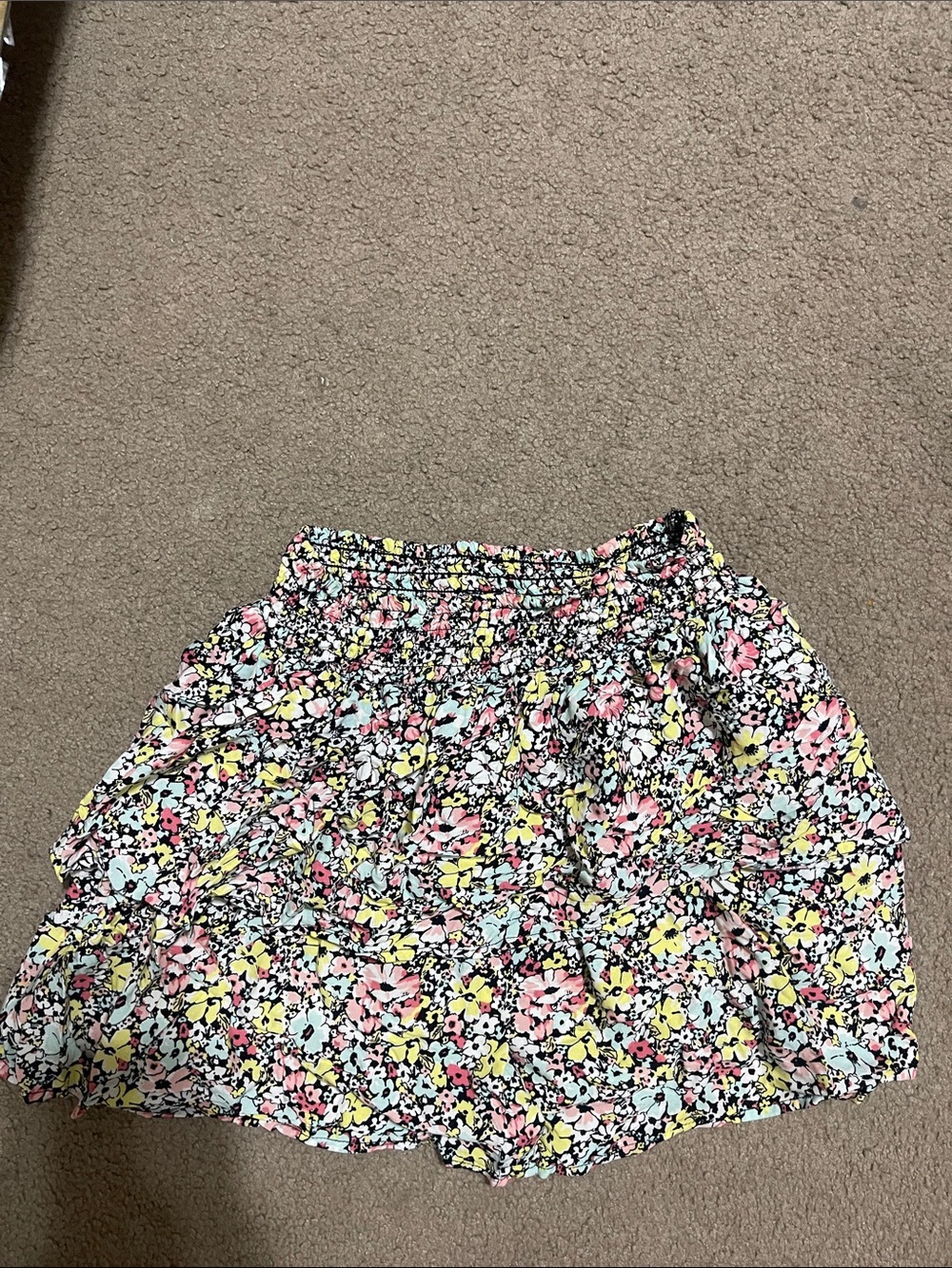 NOBO Floral Mini Skirt in Black with Pink, Yellow, and Light Blue Flowers